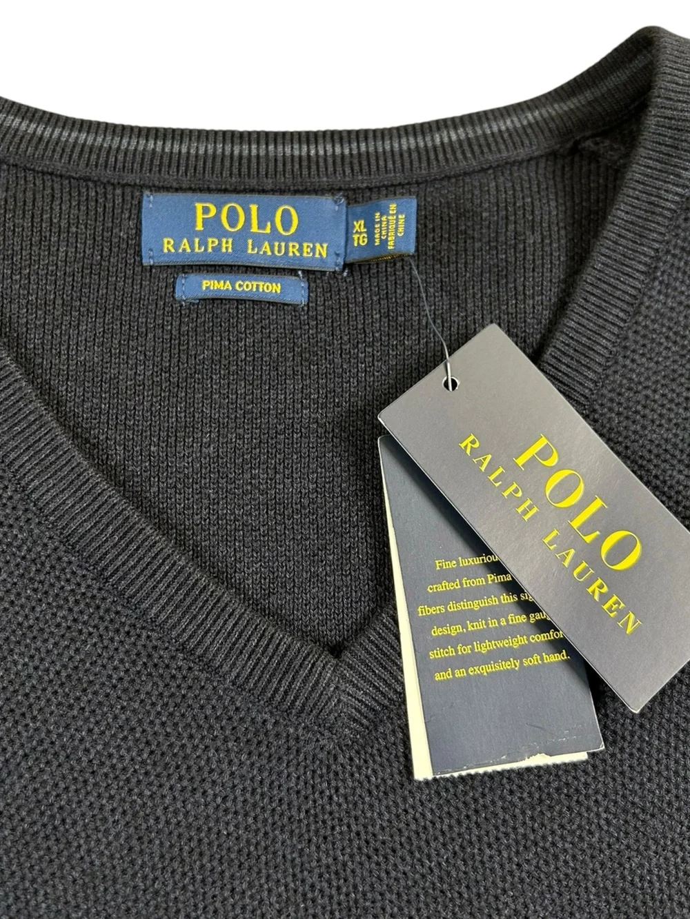 POLO RALPH LAUREN Navy Heather Pima Cotton Sweater Vest Men’s XL NWT